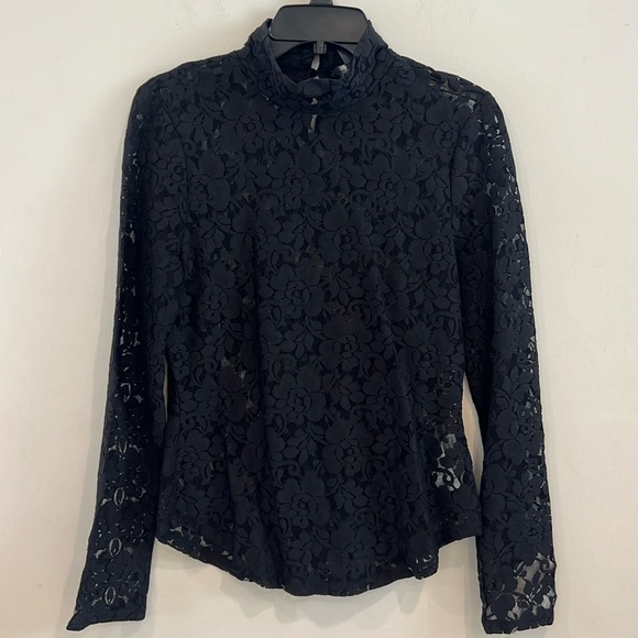 French Connection Tops - French Connection Women’s Lace, Black, Long Sleeve Blouse. Size L NWOT